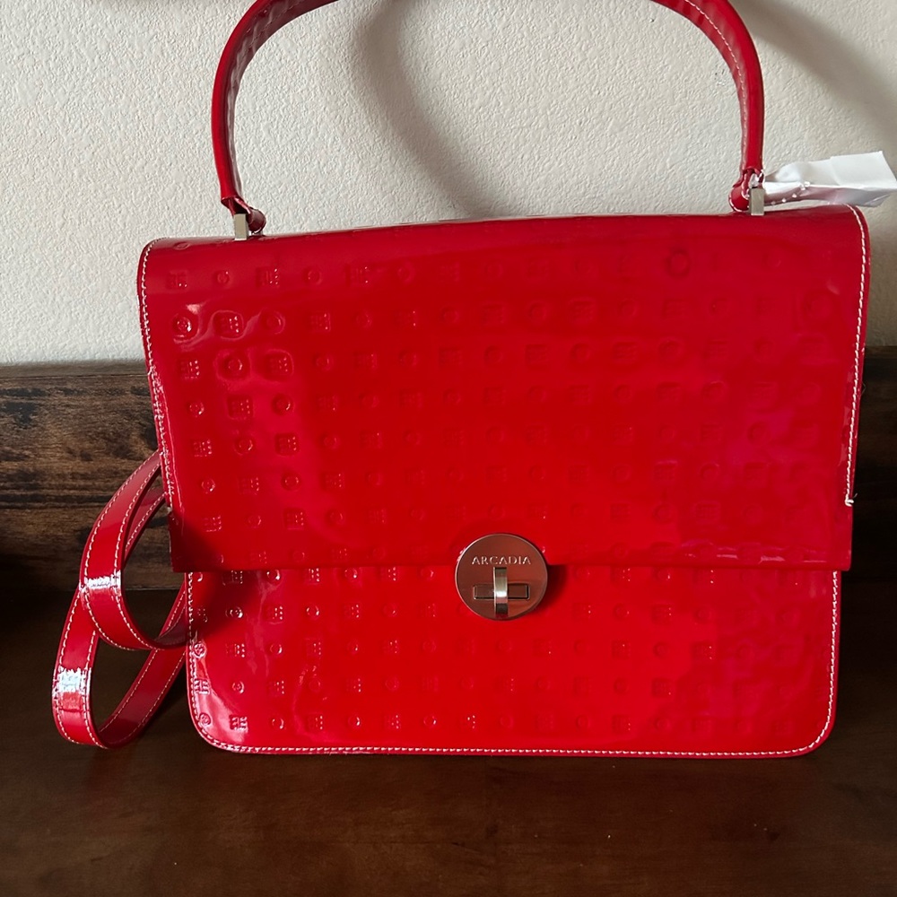 Arcadia Patent Leather Red Crossbody Bag